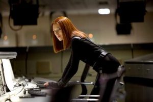 Black Widow, played by Scarlett Johansson, in a scene from Captain America: Winter Soldier  (AP Photo). 
