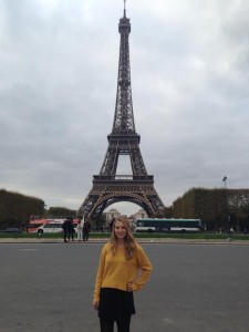 Ashley poses with the Eiffel Tower  (Photo by Ashley Arminio/Charger Bulletin photo) 