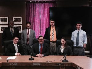 From left to right: John Lewis (Assistant to Mayor), Sam Nicosia, Navjot Singh, Mayor Edward O’Brian, Benjamin Atwater, Sabrina Schell, Dan Delgado-taken by Chris Haynes in West Haven city council hall (Photo provided by Ben Atwater)