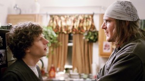 Jesse Eisenberg and Jason Segel in a scene from The End of the Tour (AP photo)