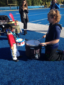 Owen Messing playing drums with snare drummer Karina Krul (Photo by Erin Synder)