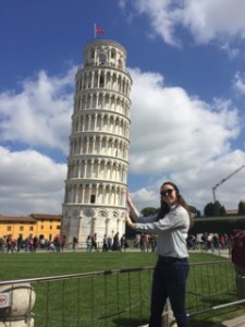 Anelia at the Leaning Tower of Pisa (Photo provided by Anelia Marston)