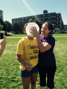 Kayla Katt, one of the five sisters to raise the most money, gets pied by Ashley Higgins  (Photo provided by Kayla Katt/Charger Bulletin photo)