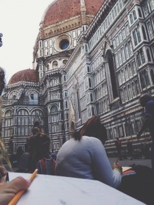 Students sketch the Dome in Florence for class (Photo by Ashley Arminio/Charger Bulletin photo) 