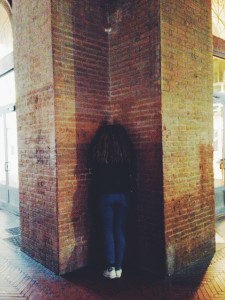 Ashley standing by the Whispering Wall in Bologna  (Photo by Ashley Arminio/Charger Bulletin photo) 