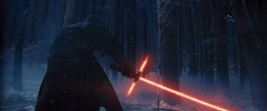 A scene from the upcoming film Star Wars: The Force Awakens shows a Sith drawing his tri-bladed lightsaber (AP photo)