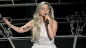 Lady Gaga performing at the 2015 Oscars (AP photo)