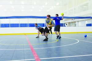 Sean McFadden, James Kielar and Richard Rotella, members of the executive board dodgeball team (Photo by Gabriella Pericone/Charger Bulletin photo)