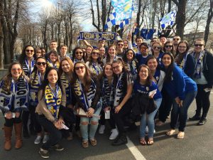 Students went to a Prato socer game  (Photo by UNH Tuscany Campus, Prato Italy Facebook page)