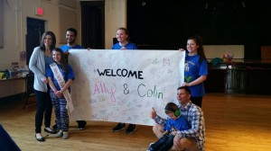 Aly and Colin with their family and ChargerTHON members (Photo by Gabriella Pericone)